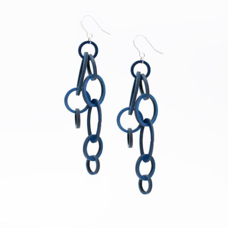 Blue wooden chain earrings Halo