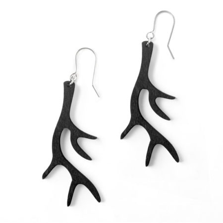 Black wooden antler earrings