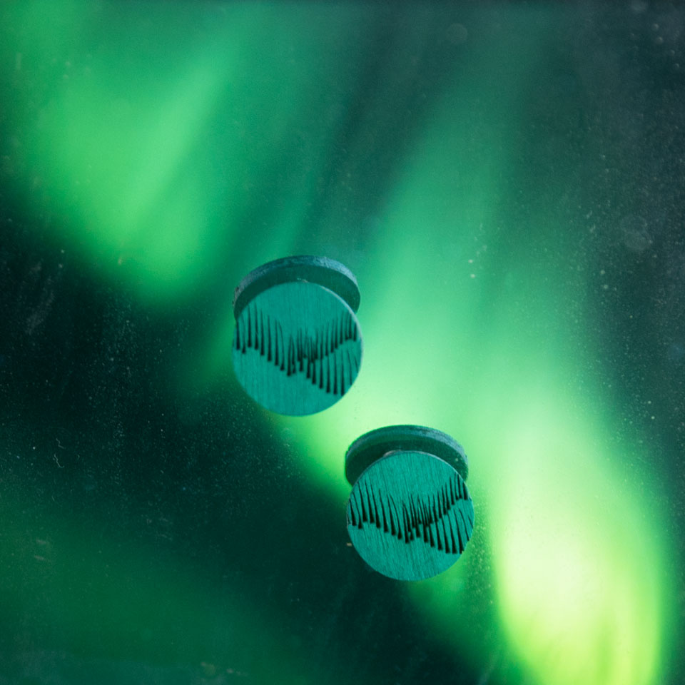 Northern lights and wooden aurora borealis jewellery