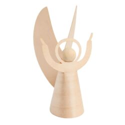 Valona enkeli puusta valkoinen tausta