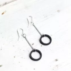 Black wooden hanging earrings