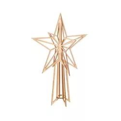 Koivuvanerinen latvatähti valkoista taustaa vasten