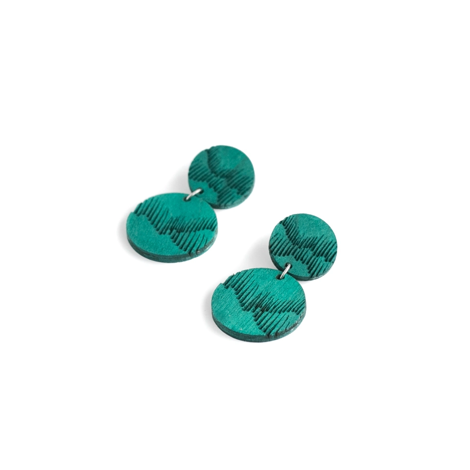 Northern Lights green wooden jewellery