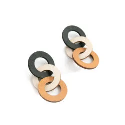 Wooden statement jewelry chain on white table